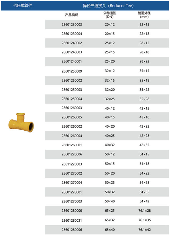 Carbon Steel Reducer Tee Size
